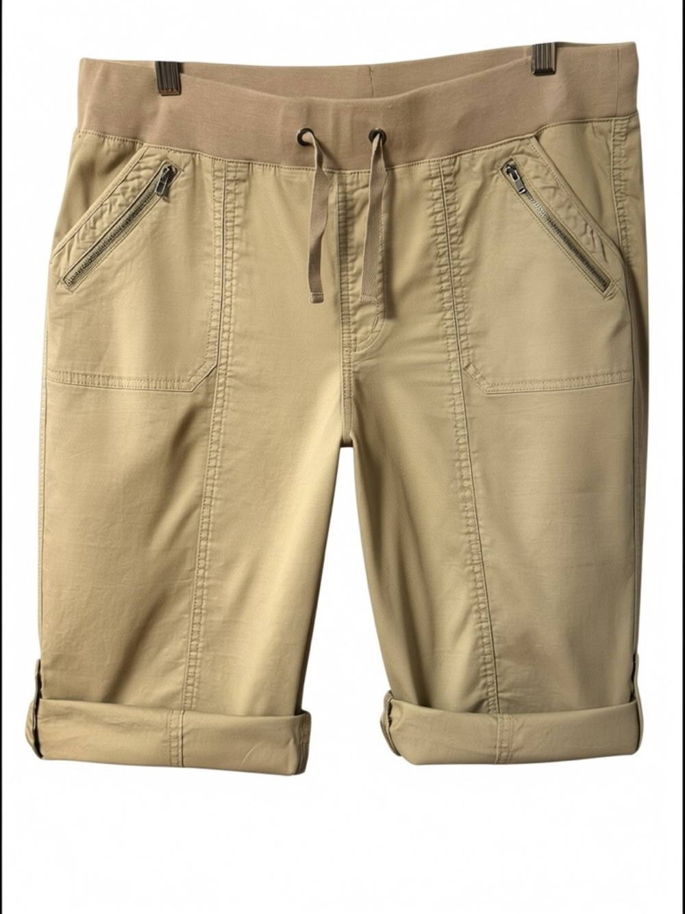 Denver Hayes Hanna High Rise Capris Roll up Bermuda Shorts Womens XL Khaki